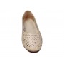 pantofi dama bej din piele naturala perforati cu toc mic gros clp05bej